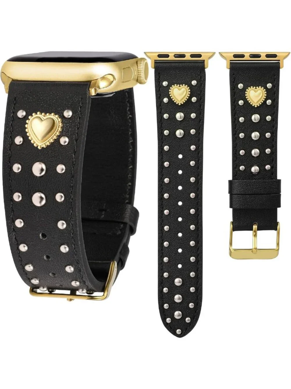 Stylish Studded Leather Apple Watch Band for Women - Adjustable & Durable Design
